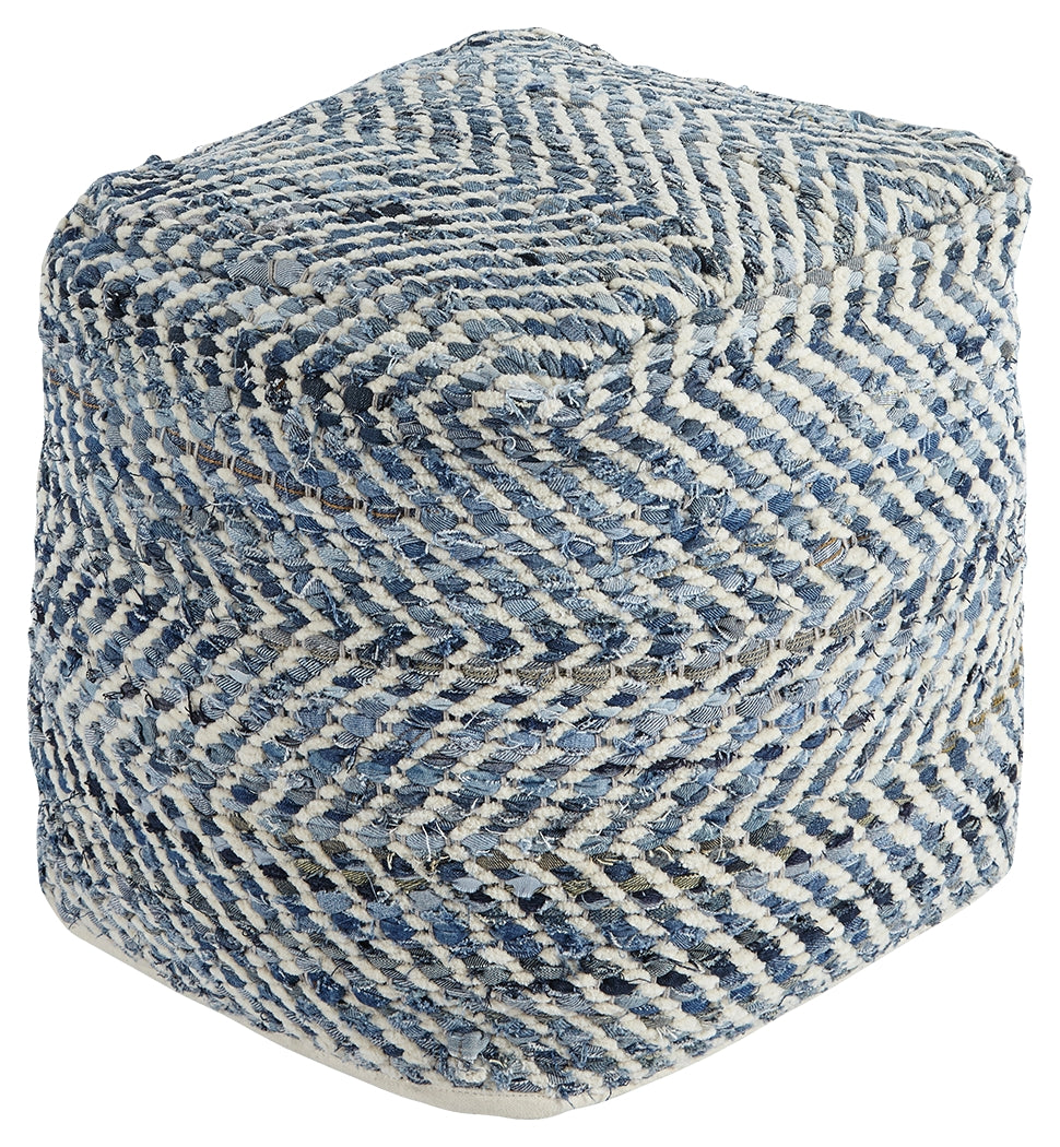 CHEVRON BLUE POUF