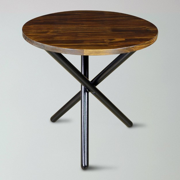 Contemporary Crossed Leg End Table Mocha black Flora Home