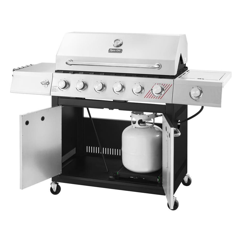 Dyna-Glo DGF571CRP-D 6-Burner Propane Gas Grill in Stainless Steel with TriVantage Multifunctional Cooking System