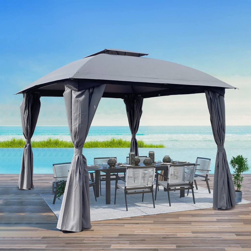 10' X 10' Steel Polyester Soft Top Outdoor Canopy Gazebo Tent