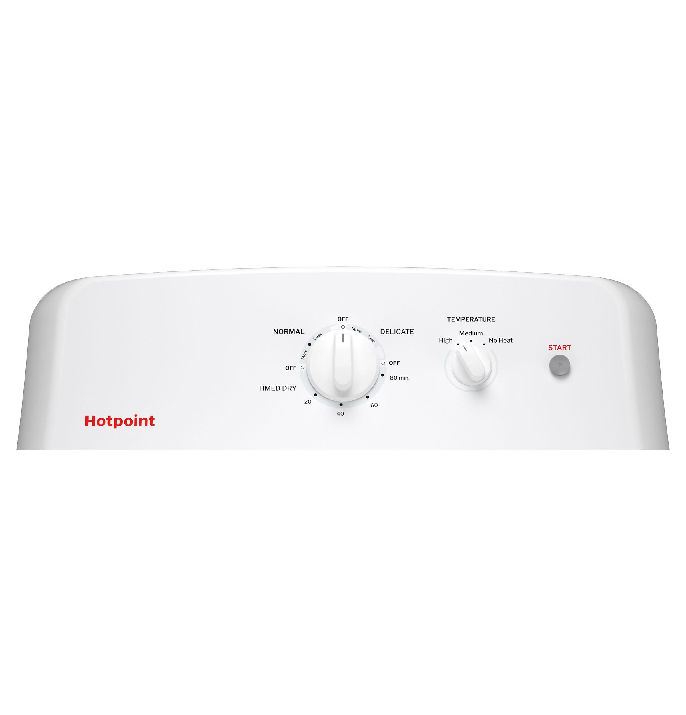 Hotpoint HTX26GASWWW Hotpoint® 6.2 Cu. Ft. Capacity Gas Dryer With Up To 120 Ft. Venting And Shallow Depth​