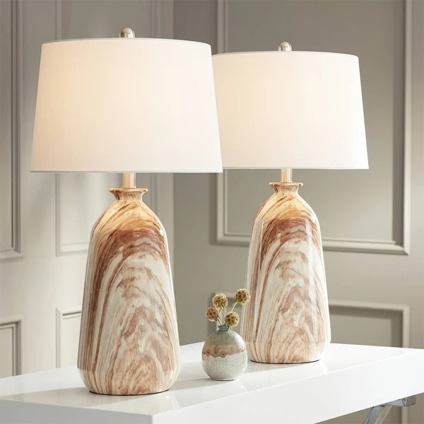 Set of 2 Modern Rustic Table Lamps Swirling Brown - 15