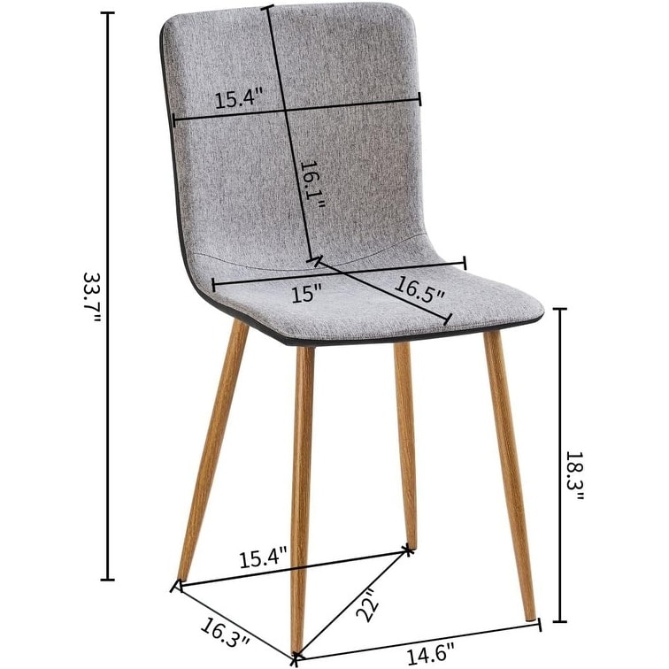 Scandinavian Dining Chair with Comfy Grey Fabric Cushion PU Back Sturdy Oak Legs