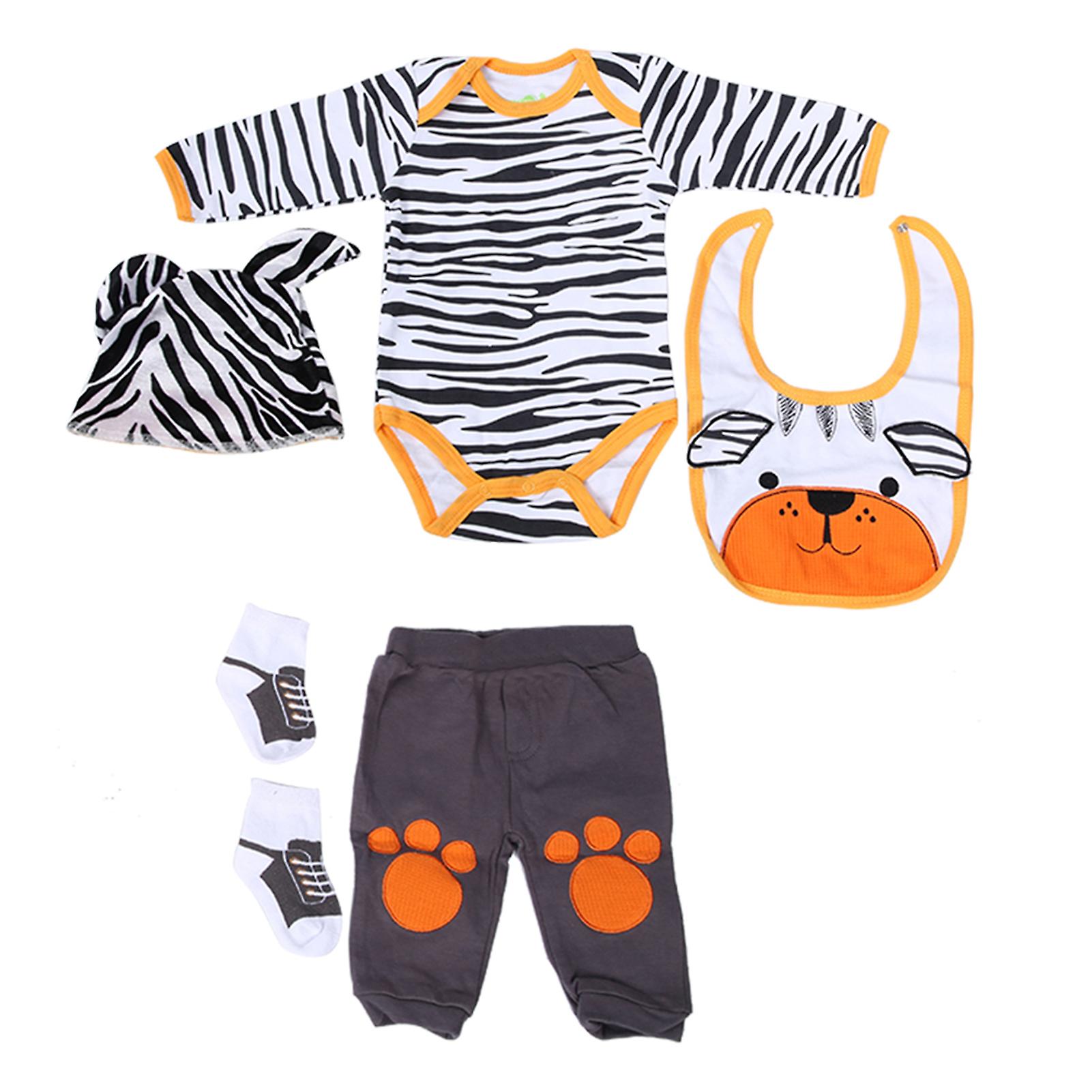 Simulation Infant Doll Clothes Set Cute Striped Cartoon Bear Clothes For 2022 Inch Doll