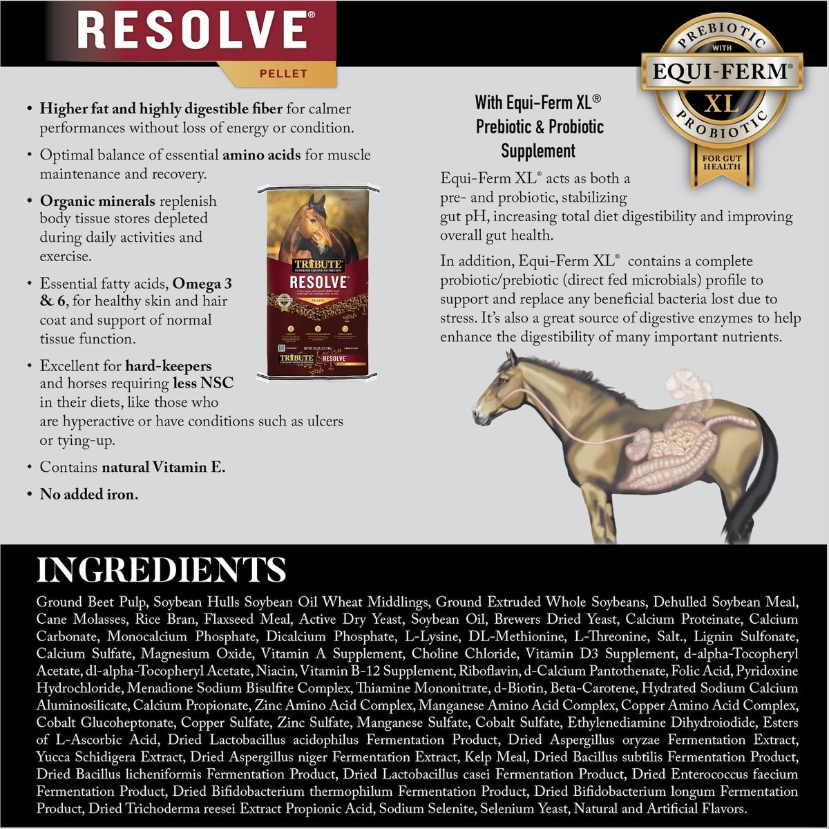 Tribute Equine Nutrition Resolve High Fat Horse Feed