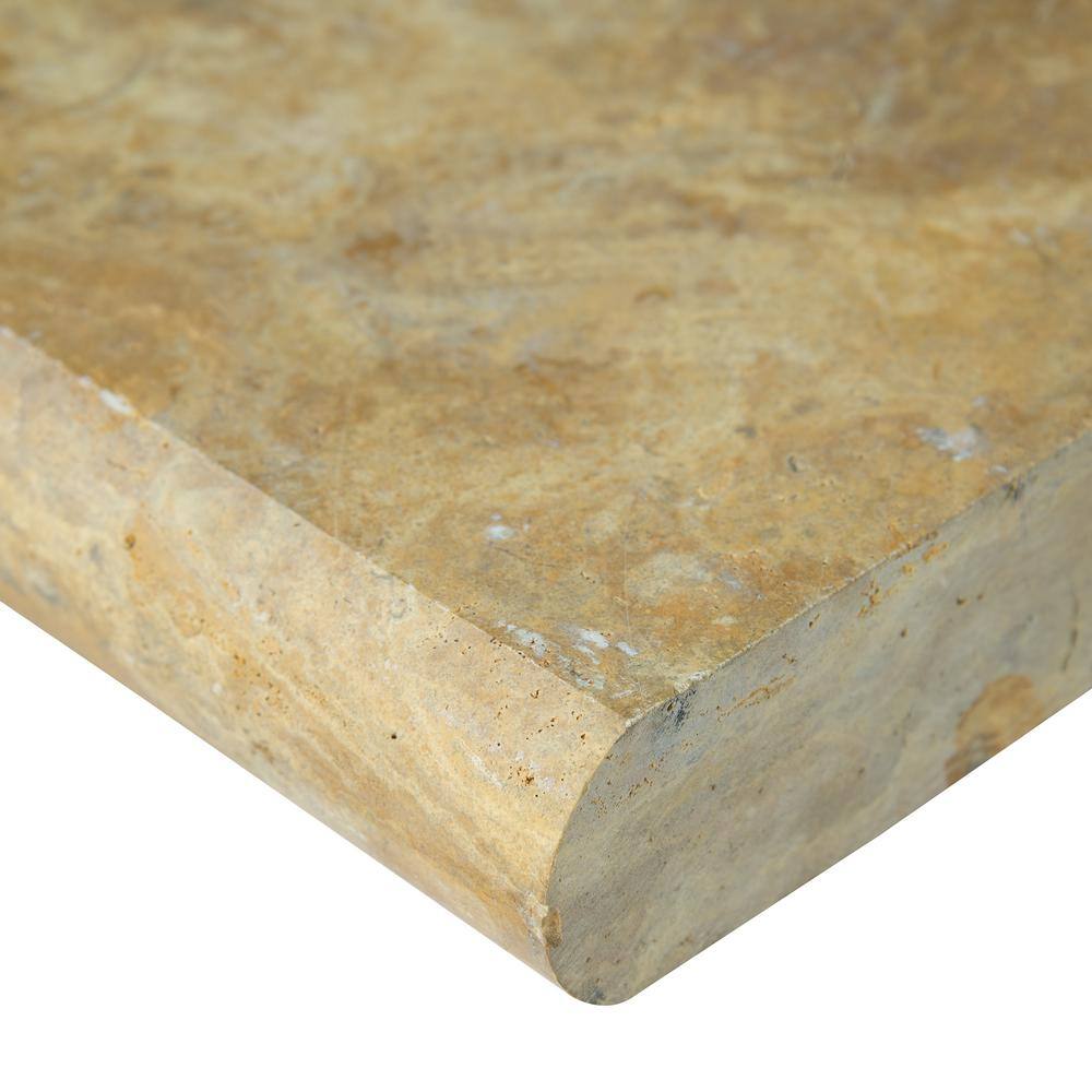 MSI Riviera Gold 2 in. x 12 in. x 24 in. Travertine Pool Coping (15-Pieces30 sq. ft.Pallet) LCOPTRIV1224HUP