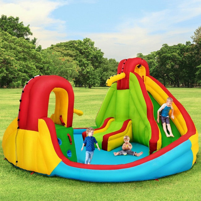 Kids Inflatable Water Slide Bounce House with Climbing Wall &Pool without Blower