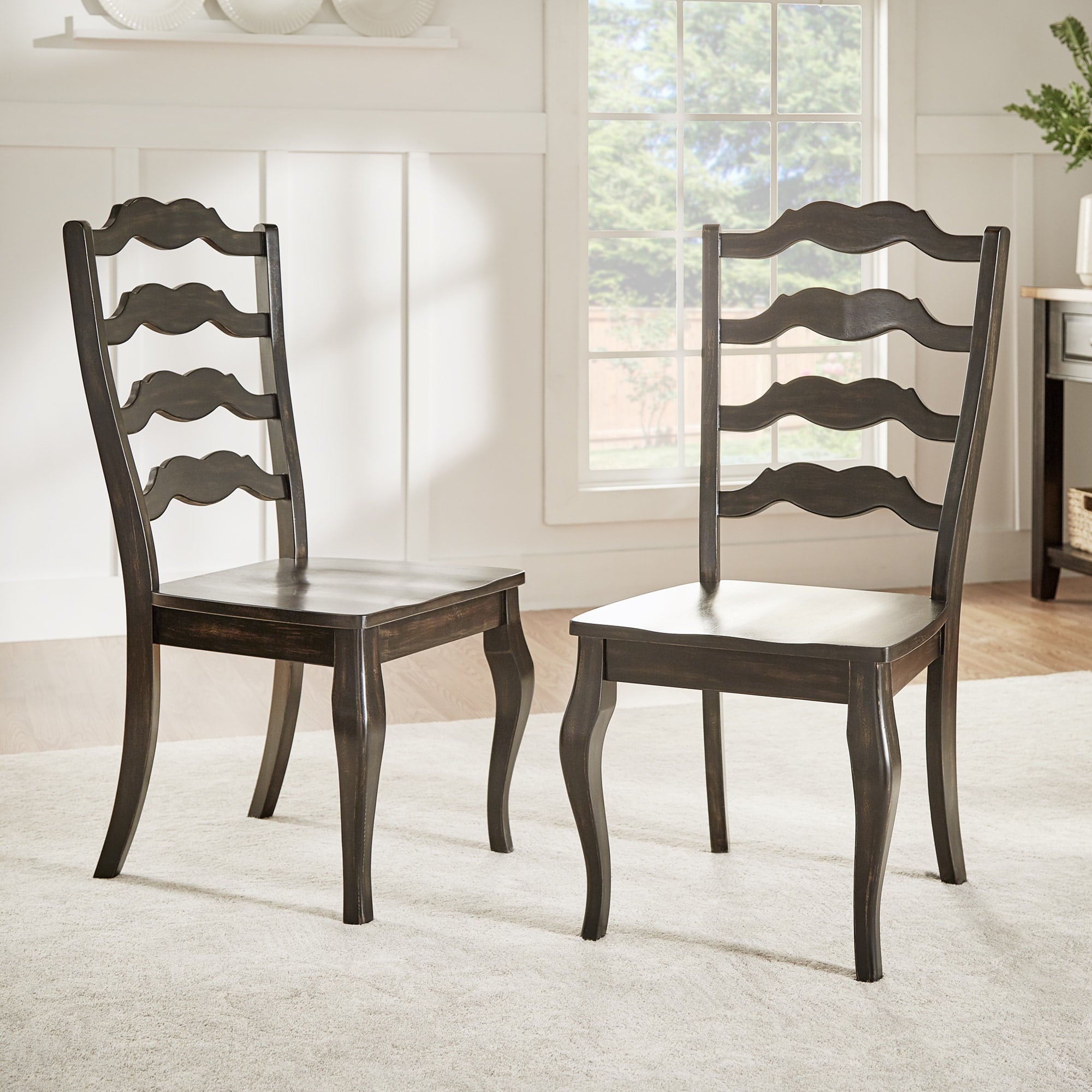 Weston Home Farmhouse Dining Chair with French Ladder Back (Set of 2)