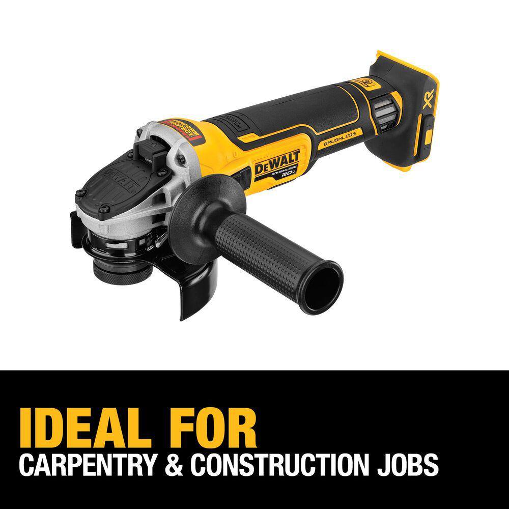 DW 20V MAX XR Cordless Brushless 4.5 in. Slide Switch Small Angle Grinder with Kickback Brake (Tool Only) DCG405B