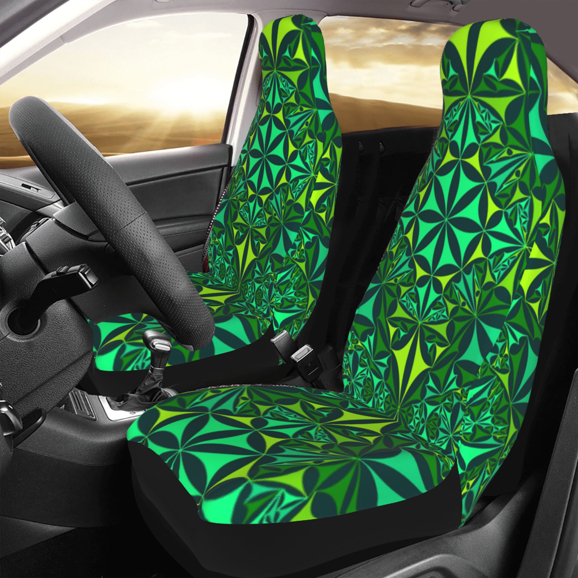 ZICANCN Car Seat Cover Green Shades Kaleidoscope Car Front Seat Covers Protectors ， Automotive Seat Covers for Cars Trucks Suv