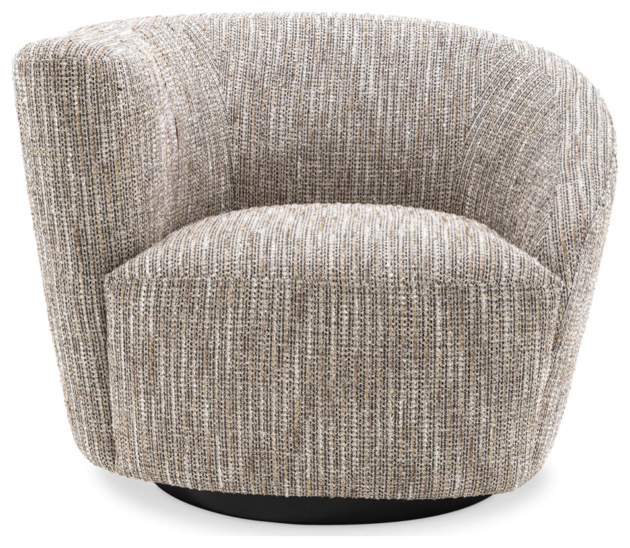 Beige Upholstered Swivel Chair  Eichholtz Colin   Contemporary   Armchairs And Accent Chairs   by Oroa   Distinctive Furniture  Houzz