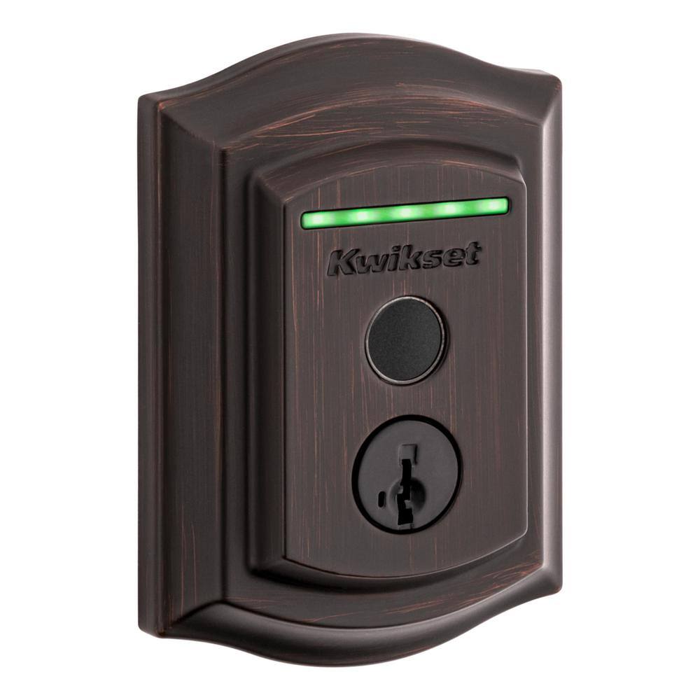 Kwikset Halo Touch Venetian Bronze Traditional Fingerprint WiFi Electronic Smart Lock Deadbolt Featuring SmartKey Security 959TRL11PFPRTWI