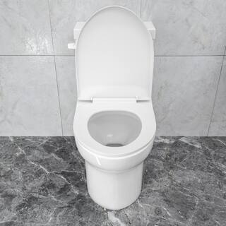 Logmey 12 in. Rough-In 1-piece 1.28 GPF Single Flush Elongated Toilet in White Seat Included H-LMTLC-76