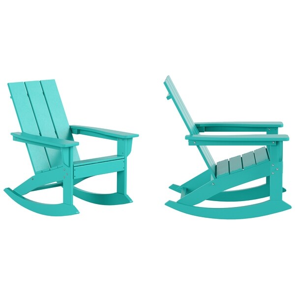 Polytrends Shoreside Modern EcoFriendly All Weather Poly Adirondack Rocking Chairs (Set of 2)