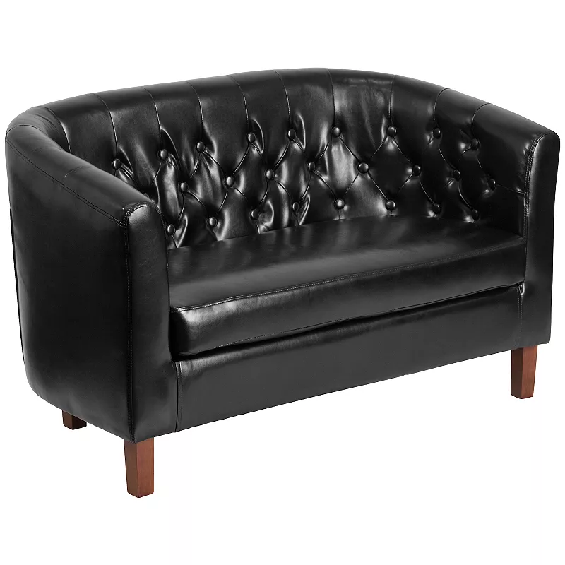 Emma and Oliver Brown LeatherSoft Tufted Loveseat