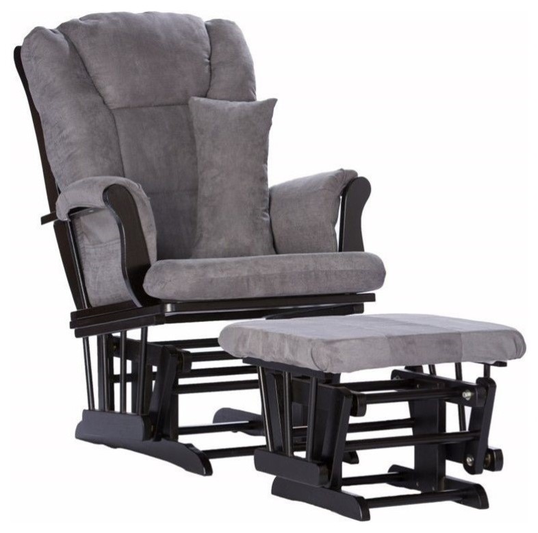 Stork Craft Custom Tuscany Glider and Ottoman in Espresso and Gray   Transitional   Gliders   by Homesquare  Houzz