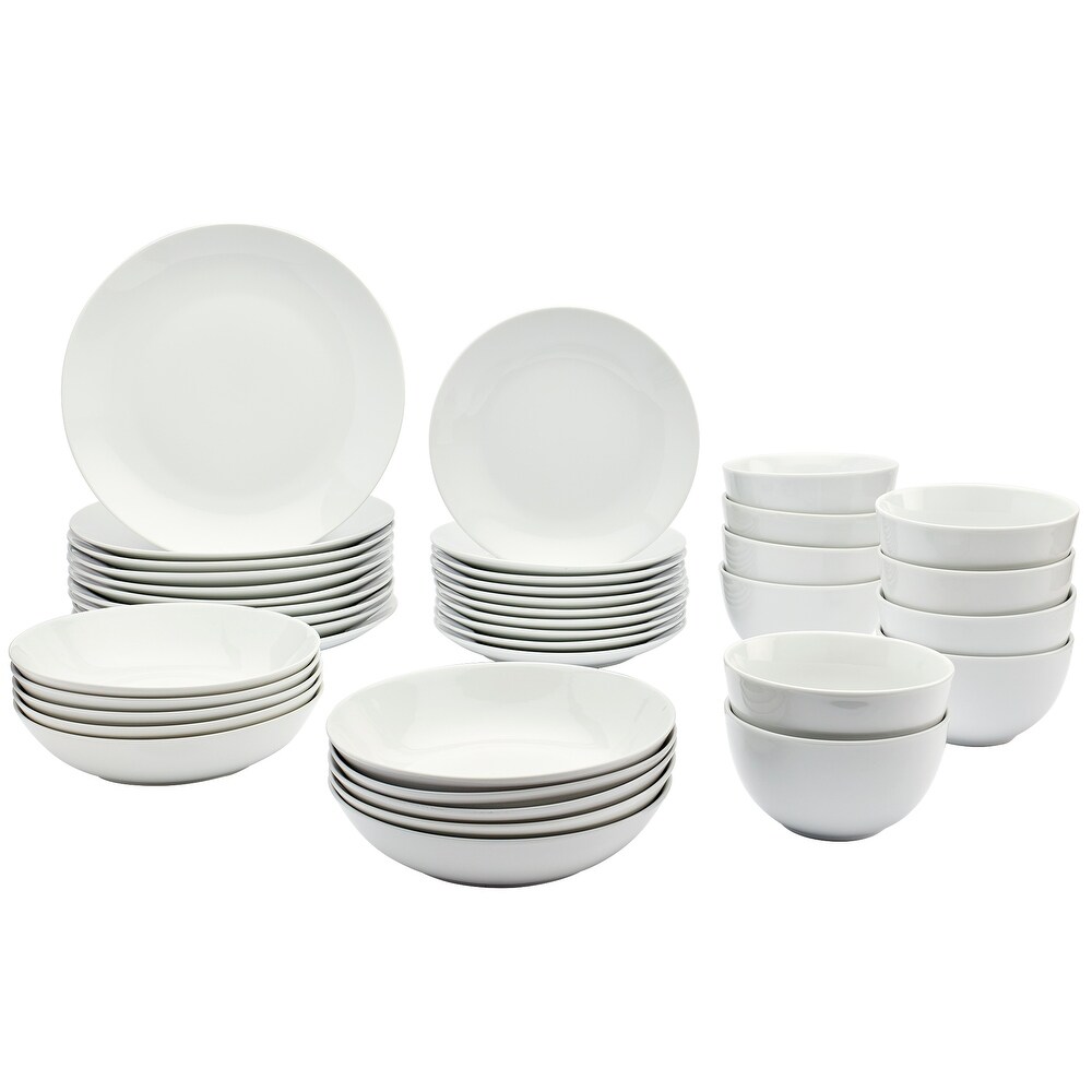 Tabletops Gallery Adams 40 piece White Dinnerware Set (Service for 10)