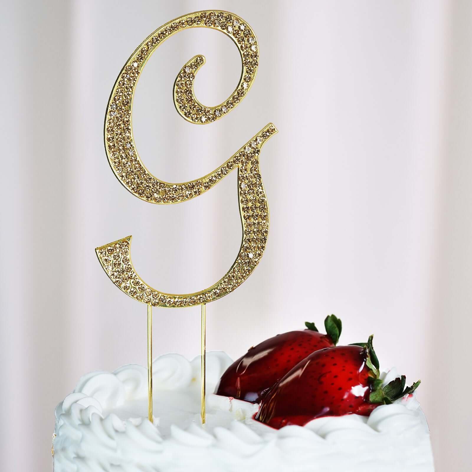 Gold Rhinestone Monogram Letter and Number Cake Toppers 4.5