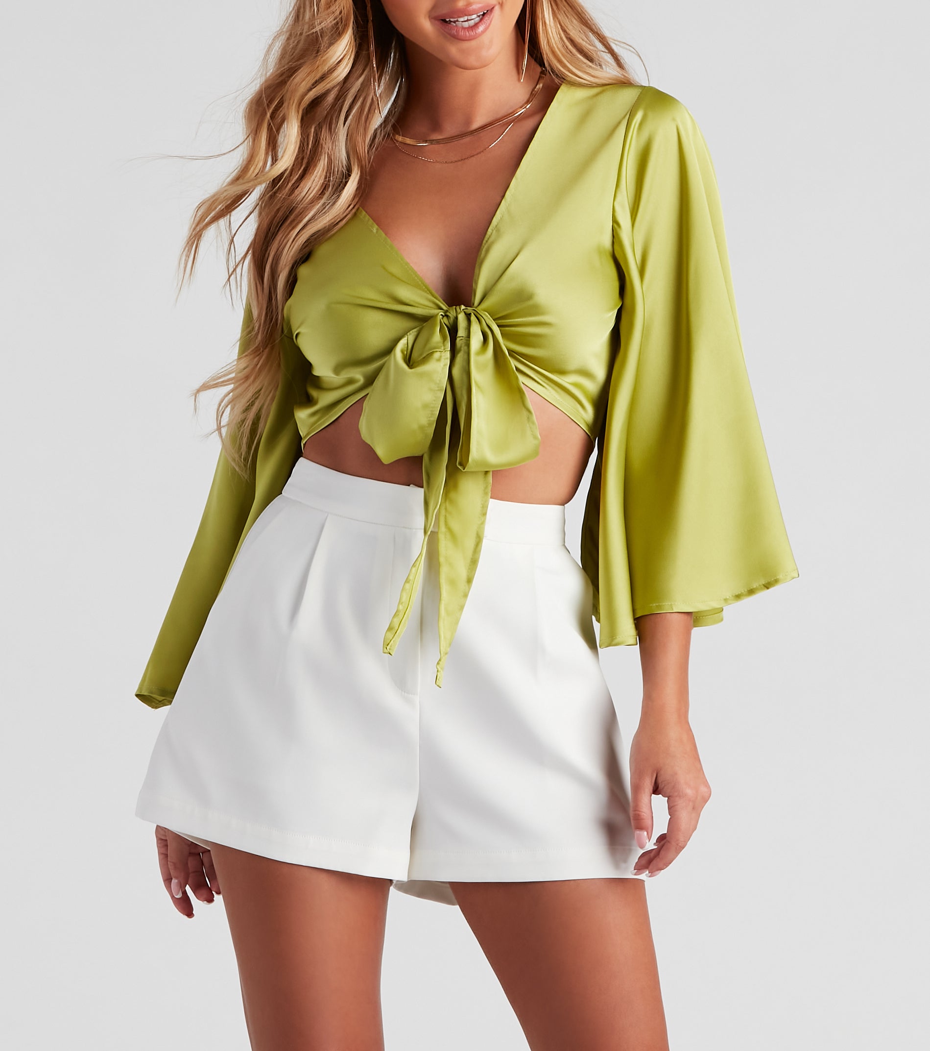 Silky Chic Kimono Tie-Front Top