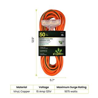 GoGreen Power 100 ft. 3-Outlet 123 Heavy Duty Extension Cord - Orange GG-15200