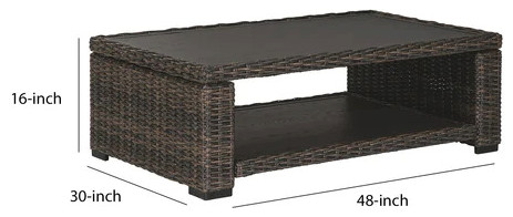 Benzara BM213312 Wicker Woven Aluminum Frame Cocktail Table  Brown and Black   Tropical   Outdoor Coffee Tables   by Dot  ampBo  Houzz