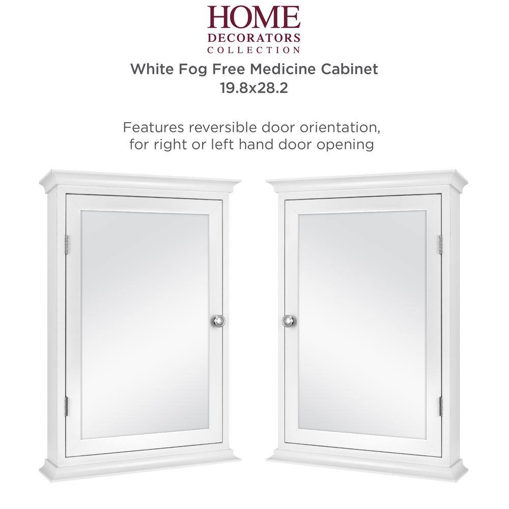 Home Decorators Collection 19.8 in. x 28.2 in. Fog Free Surface Mount Medicine Cabinet in White with Mirror 83021