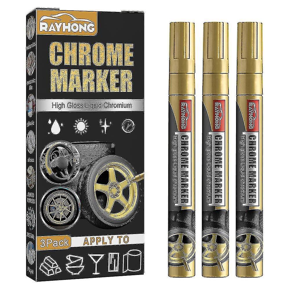 3pcs Liquid Mirror Chrome Marker Set Diy Golden Silver Car Paint Pens Metallic Markers