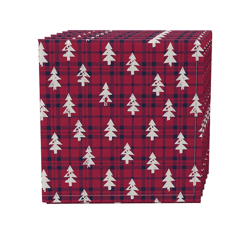 Napkin Set of 4， 100% Cotton， 20x20， Holiday Woodland Plaid