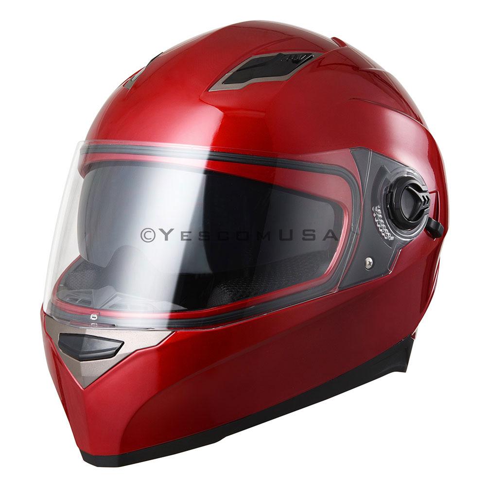 AHR DOT Motorcycle Helmet Full Face Dual Visors Red