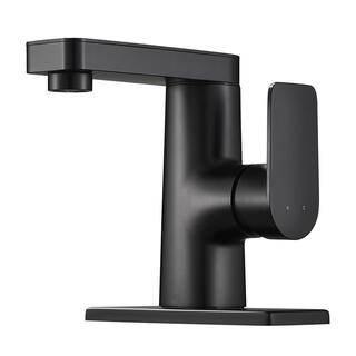 Heemli Rotatable Single Handle Single Hole Bathroom Faucet in Matte Black KBS0101B