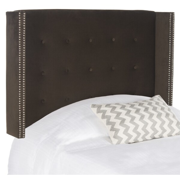 SAFAVIEH Keegan Chocolate Velvet Upholstered Wingback Headboard (Twin) - - 11923912