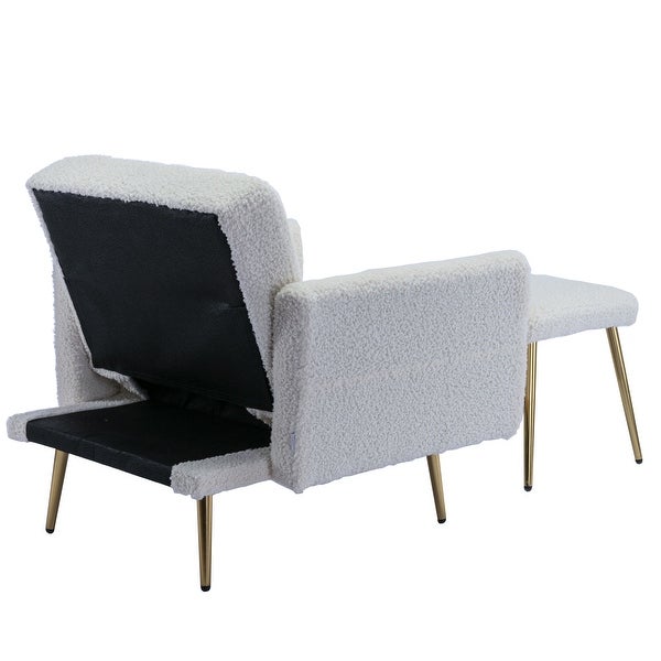 Velvet Accent Chair with Adjustable Armrests and Backrest， Button Tufted Lounge Chair， Single Recliner Armchair with Ottoman