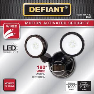 Defiant 65 Watt Equivalent 1000 Lumen 180 Degree Black Motion Sensing Dusk to Dawn SMD LED Flood Light (1-Pack) DFI-5998-BK