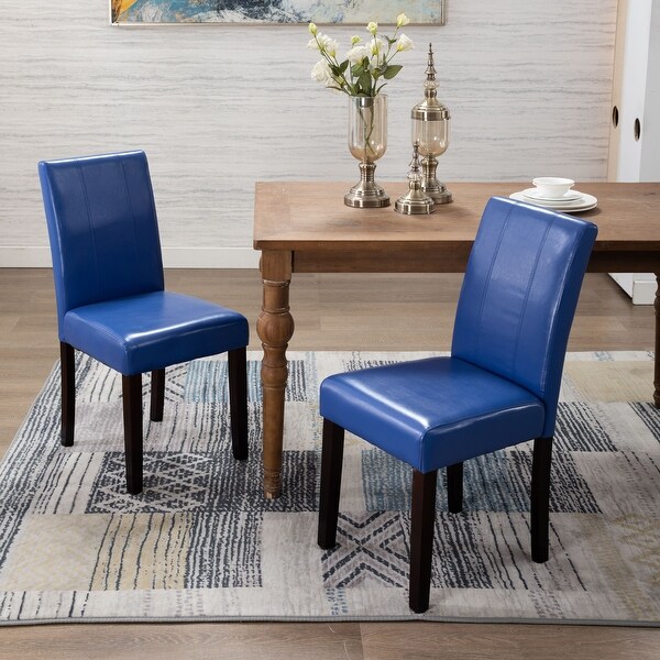 Leatherette Dining Chairs Solid Wood Set of 2