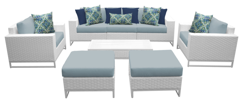 Miami 8 Piece Outdoor Wicker Patio Furniture Set 08a   Contemporary   Outdoor Lounge Sets   by TKClassics  Houzz