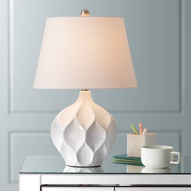 High White Glaze Geometric Ceramic Oval Shade For Bedroom Living Room Bedside Office