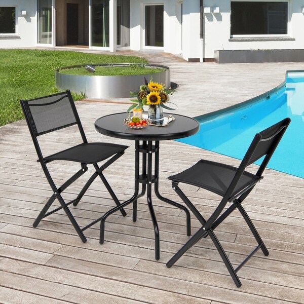 3Piece Folding Bistro Table and Chairs Set for Indoor and Outdoor Use