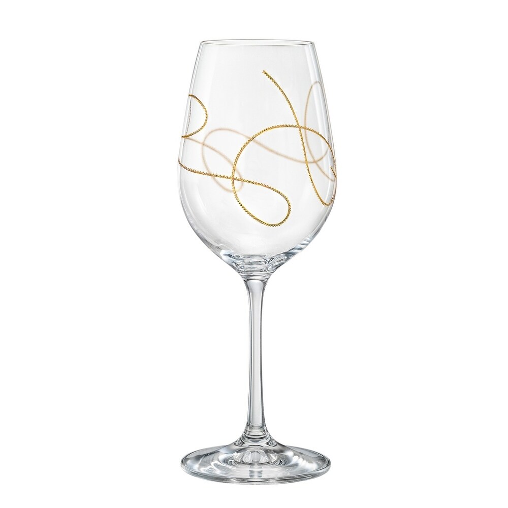 Majestic Gifts Inc. European Wine Glasses Gold String Design S/4 16oz