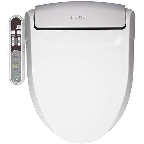 SmartBidet Electric Bidet Seat with Control Panel for Elongated Toilets in White