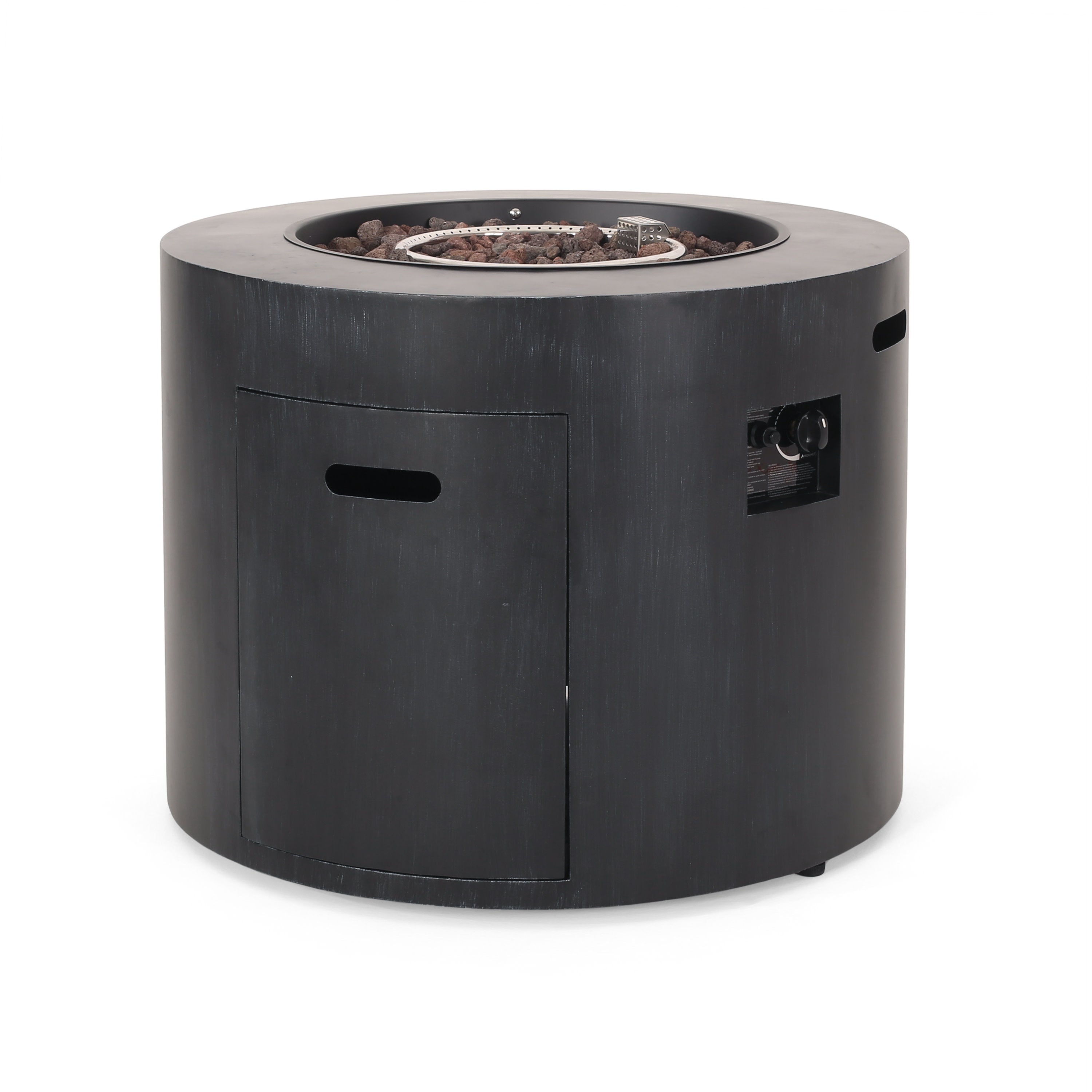 Jasmine Outdoor 40,000 BTU Circular Fire Pit, Brushed Black