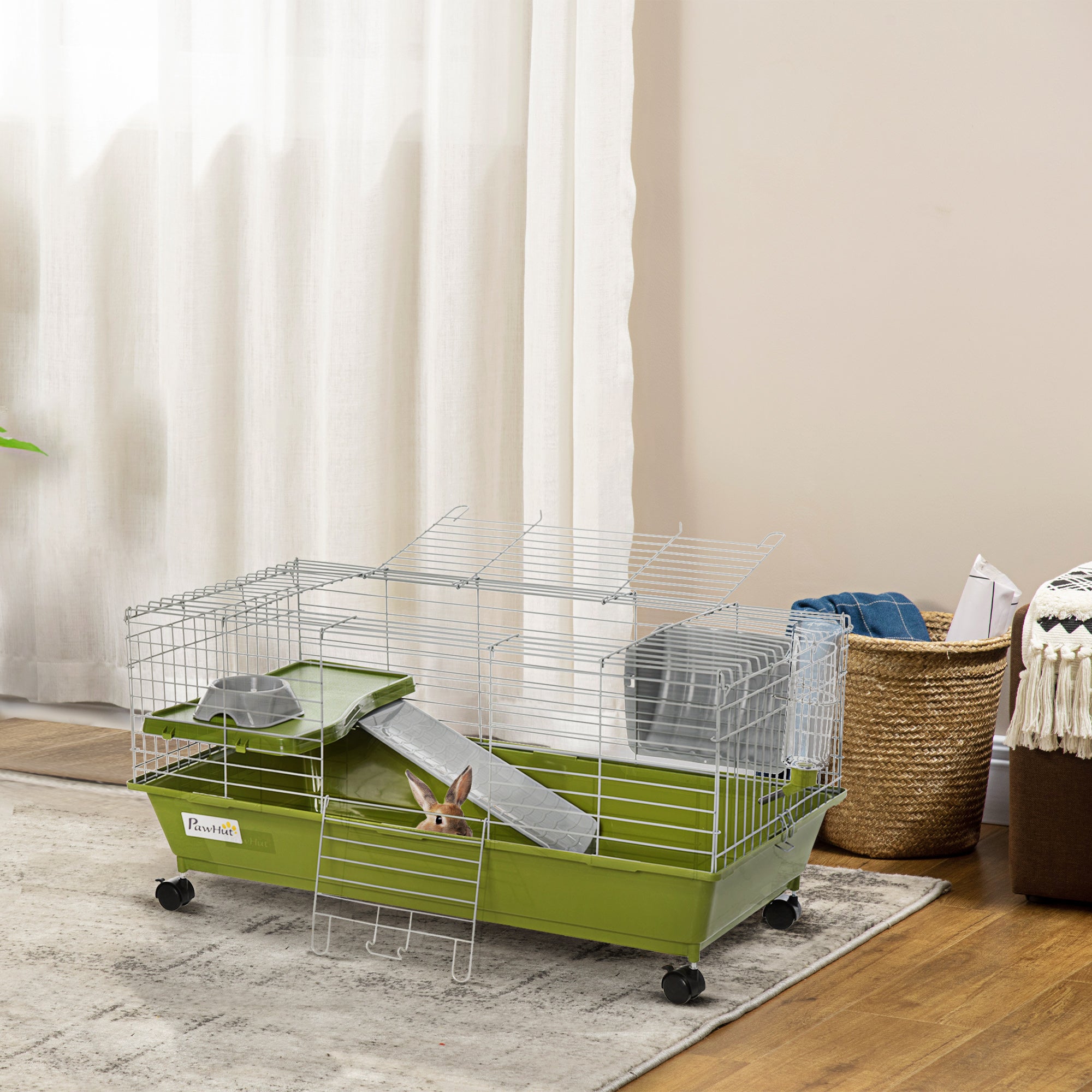 Pawhut Small Animal Cage with Platform， 35