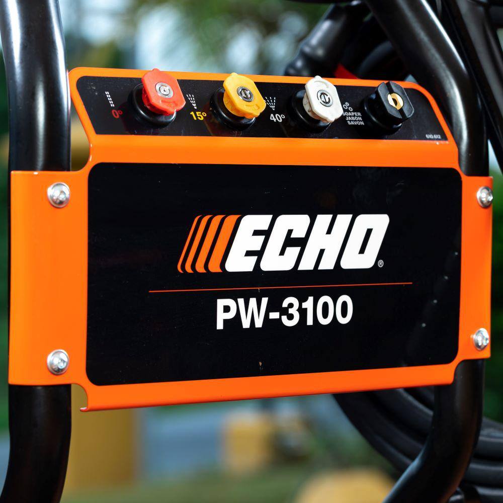 ECHO 3100 PSI 2.5 GPM Gas Cold Water Pressure Washer with 212 cc 4-Stroke Engine and 25 Foot Hose with 4 Included Nozzle Tips PW-3100