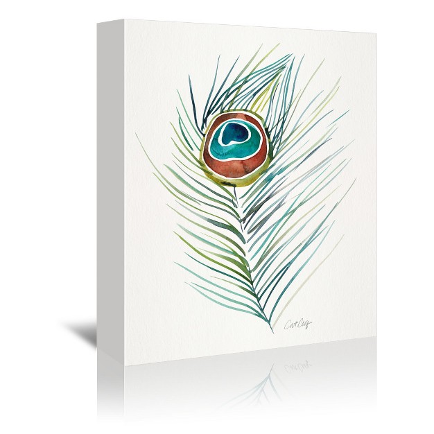 Americanflat Minimalist Botanical Peacock Feather Original By Cat Coquillette Canvas