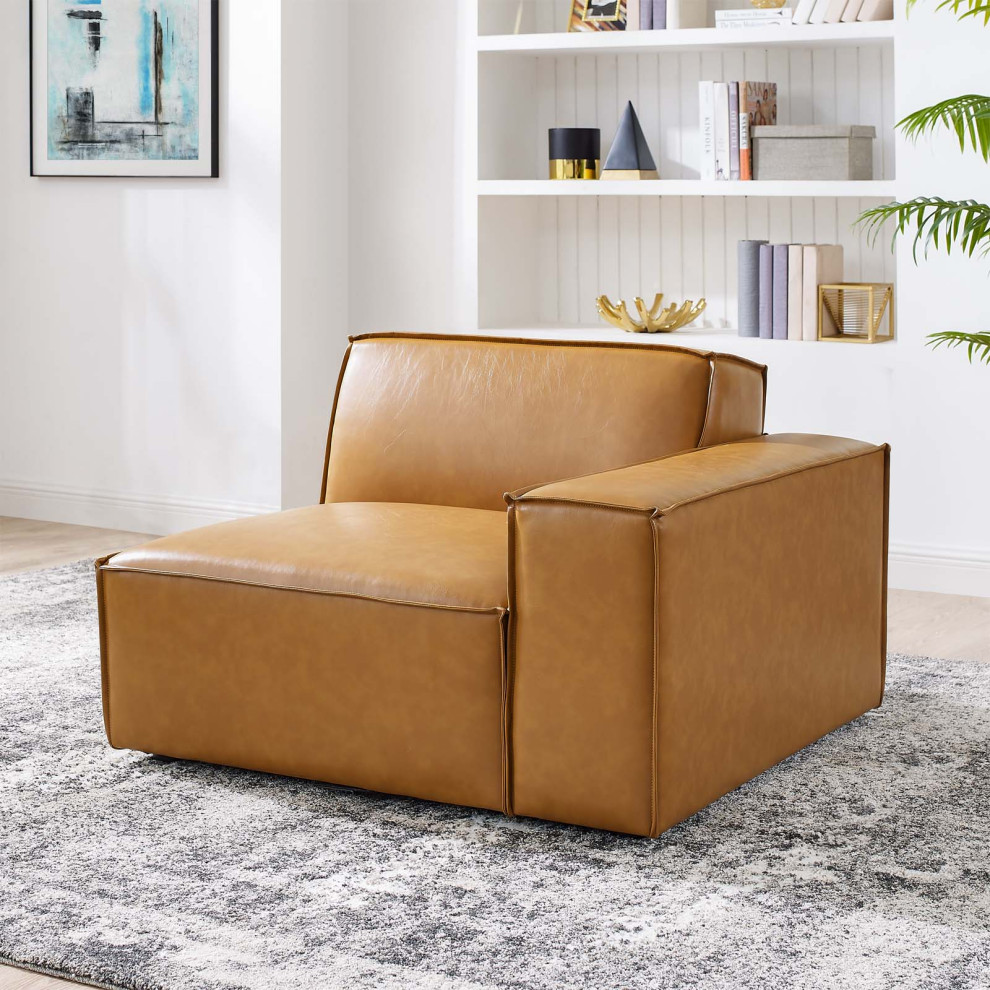 Restore Left Arm Vegan Leather Sectional Sofa Chair  Tan   Contemporary   Armchairs And Accent Chairs   by Modway  Houzz