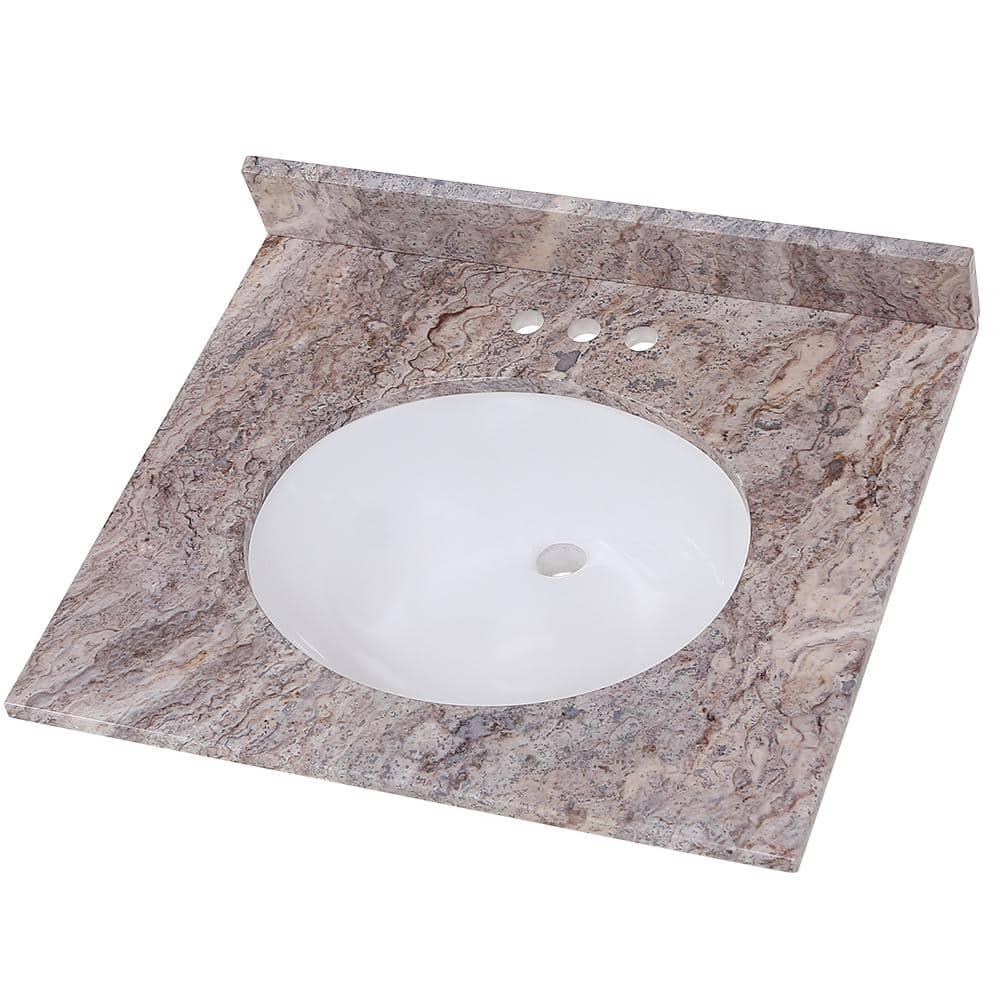 Home Decorators Collection 25 in x 22 in D Stone Effects Cultured Marble Vanity Top in Cold Fusion with Undermount White Sink