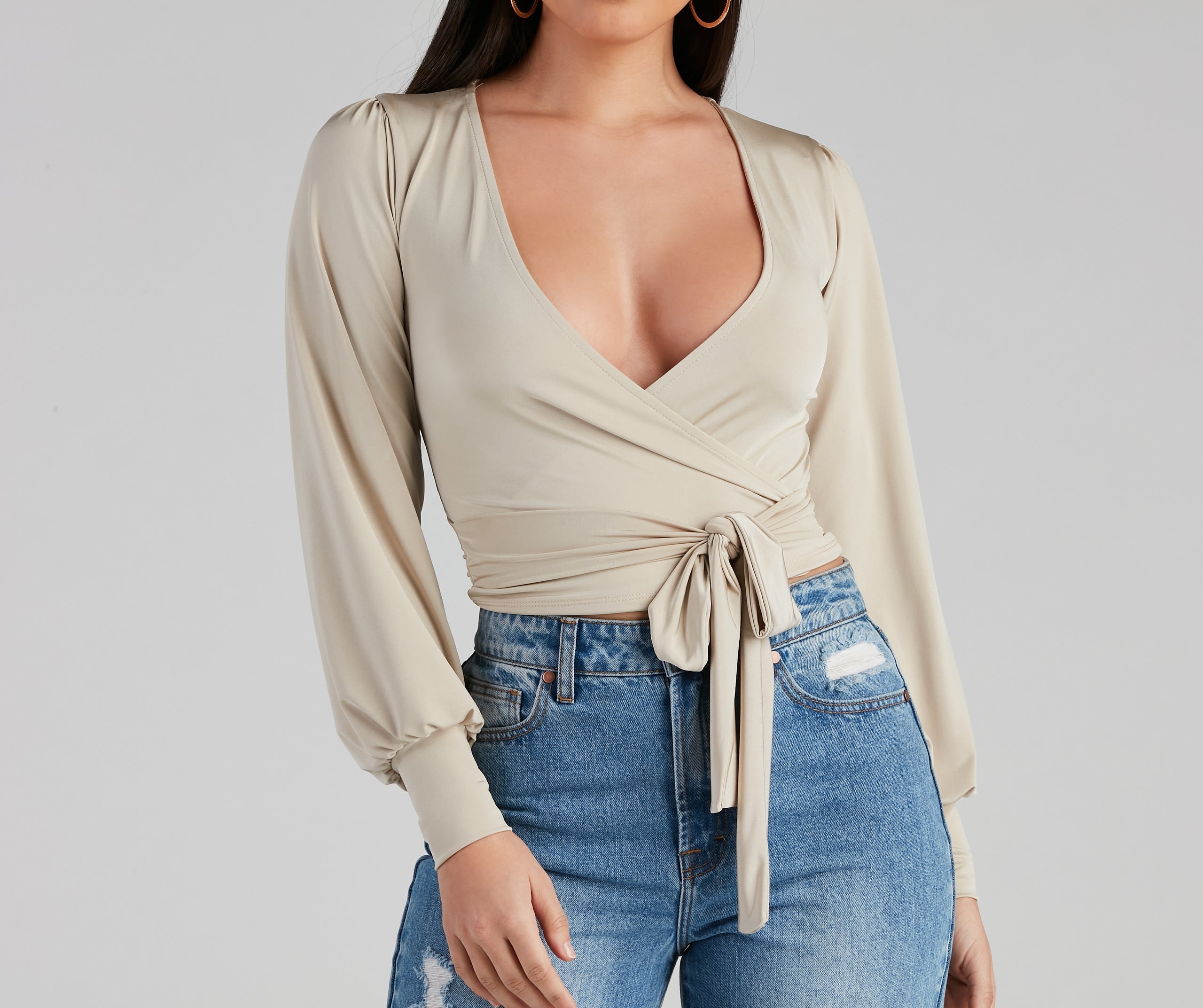 Slinky Knit Wrap Front Top