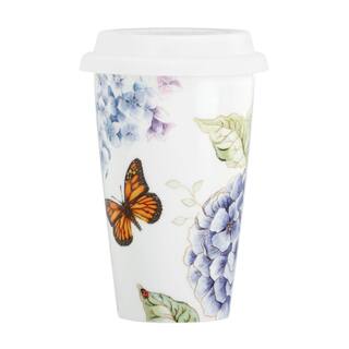 Lenox Butterfly Meadow 10 oz. Porcelain Mult-Color Blue Travel Mug 846844