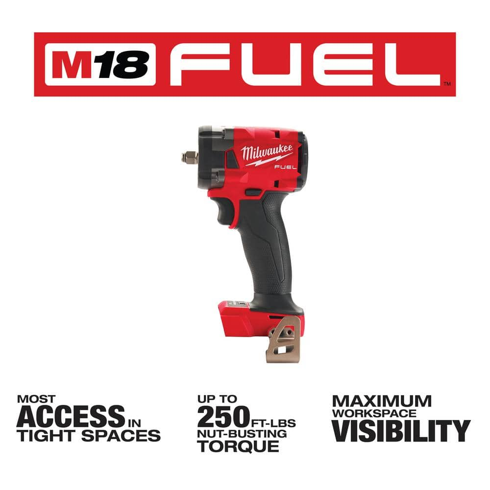 Milwaukee M18 FUEL Gen-2 18V Lithium-Ion Brushless Cordless Mid Torque 1/2 in. Impact Wrench & 3/8 in. Wrench w/Friction Ring 2962-20-2854-20