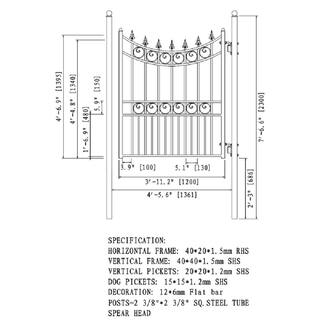 ALEKO Steel 4 ft. x 5 ft. Black Steel Pedestrian Fence Gate PGMOS-HD