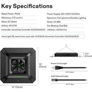 VIVOSUN AeroLight 13 in. 150-Watt LED Grow Light with an Integrated Circulation Fan Warm White wal-VSA150SE